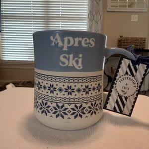 Après Ski 216-oz Coffee Mug by Peppermint & Pine Ceramic Light Blue & White